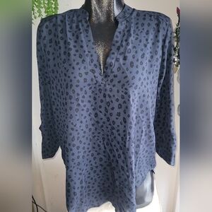 Lush Dark Grey and Black Leopard Print Blouse M